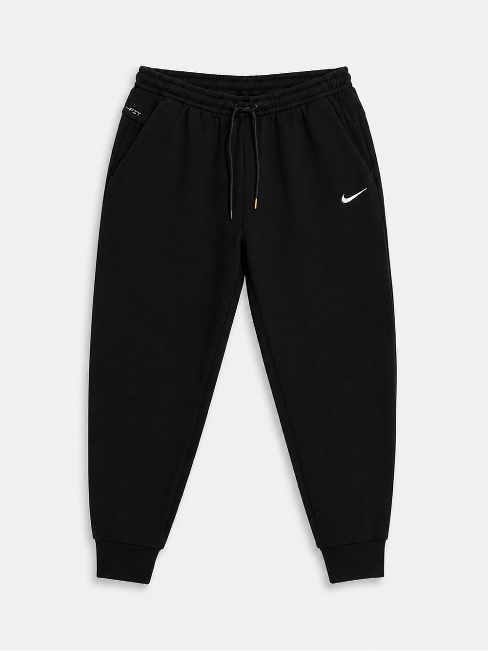 Nike Dri-FIT Men’s Black Joggers with White Swoosh and Drawstrings